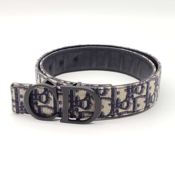 Christian Dior Oblique CD Leather and Canvas Belt Size 85 480-082925 - Picture 1 of 9
